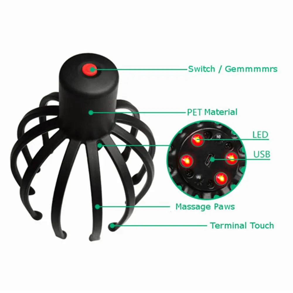 

Electric Scalp Massager Hands-Free USB Rechargeable Head Massager for Deep Relaxation, Stress Relief and Hair Stimulation