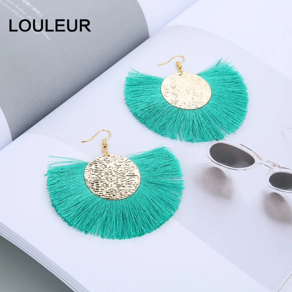 Louleur, красные, розовые, черные Висячие серьги для женщин, длинные серьги с кисточками, большие массивные золотые серьги, бохо, индийские ювелирные изделия, лето