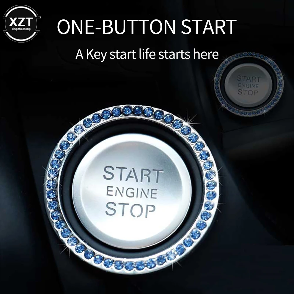 One-click Start Button Decoration Ring Hand-set Diamond Crystal Drill Ignition Circle Sticker Car Interior Accessories | Автомобили и