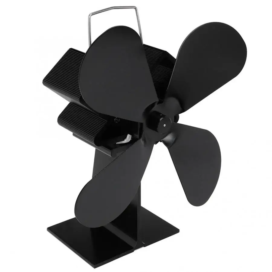 Портативный вентилятор с 4 лопастями экологичный для камина печи работающий от