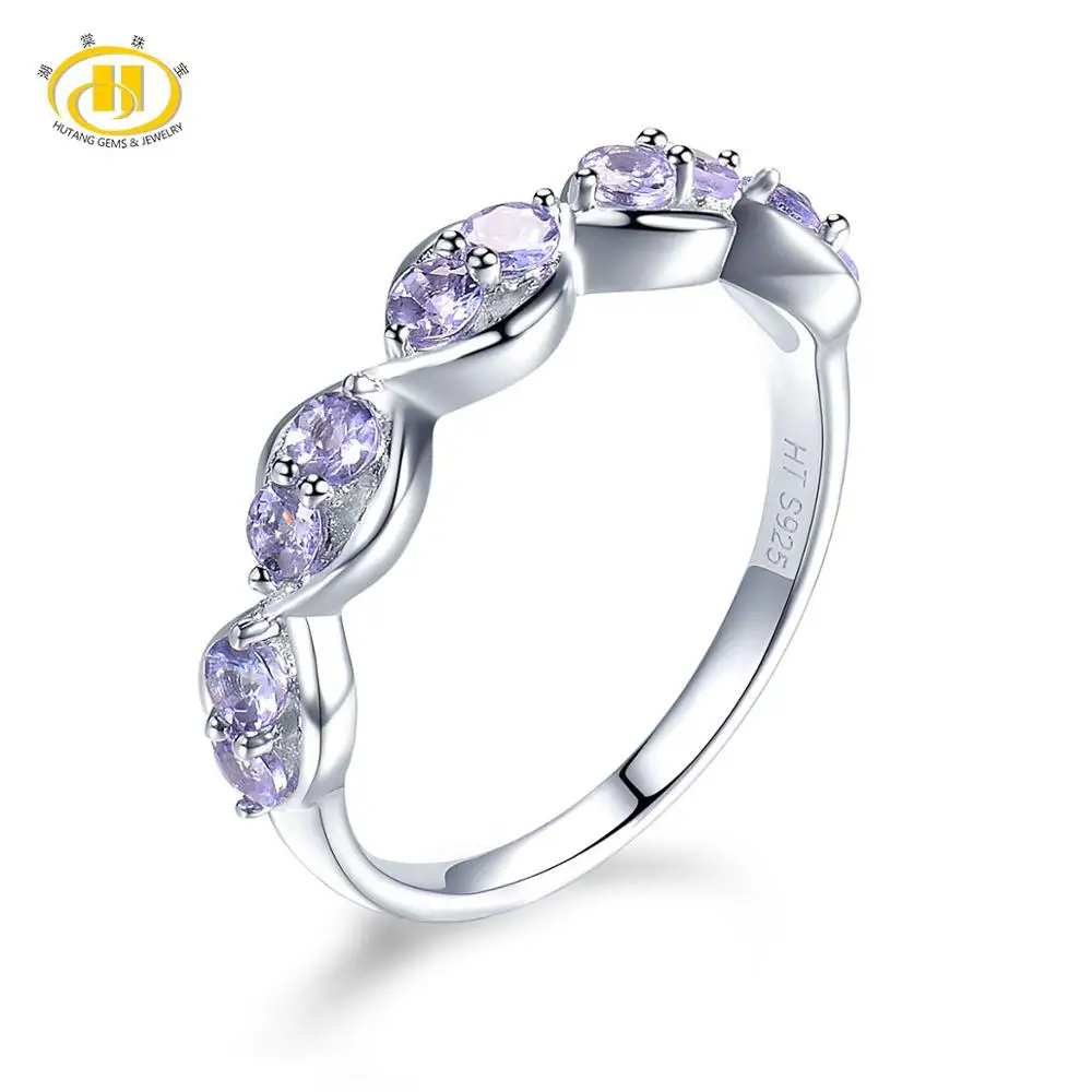 

Hutang Natural Tanzanite Rings 925 Sterling Silver Gemstone Infinity Ring Fine Fashion Jewelry for Women Presents Best Gift New