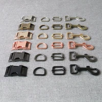 10 sets 25mm metal hardware d ring belt straps slider side release buckle spring hook for dog collar leash harness accessories