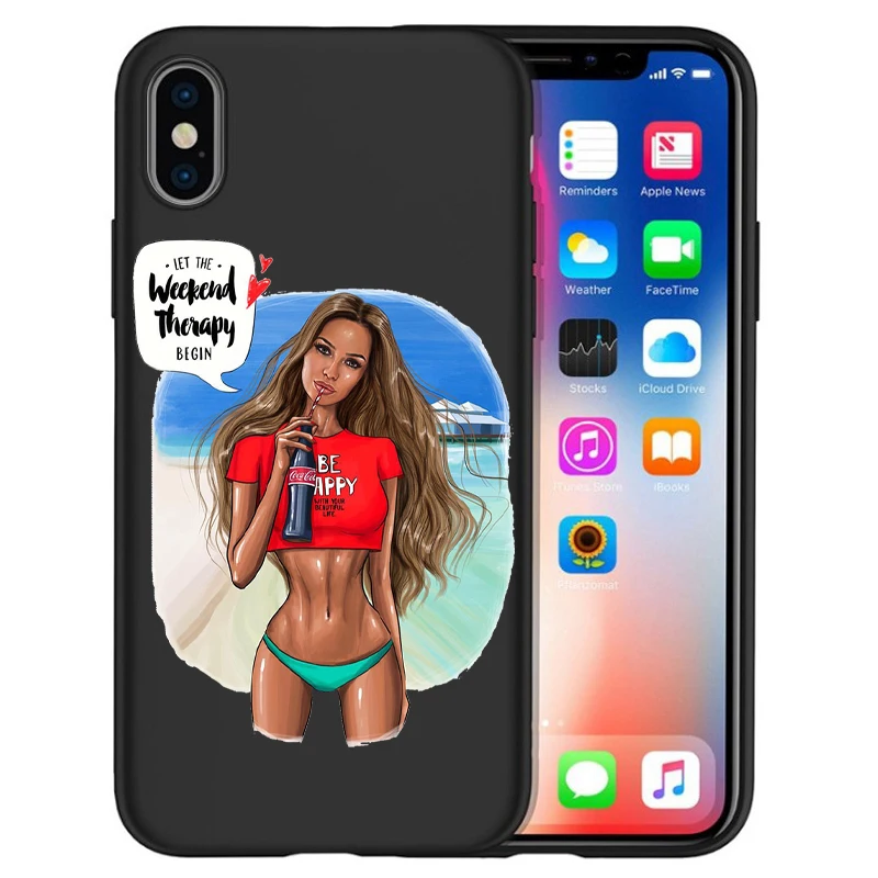 Модный чехол для iPhone 11 Pro Max XS XR X 8 6S 7Plus 5S Черный силиконовый Etui|Бамперы| |