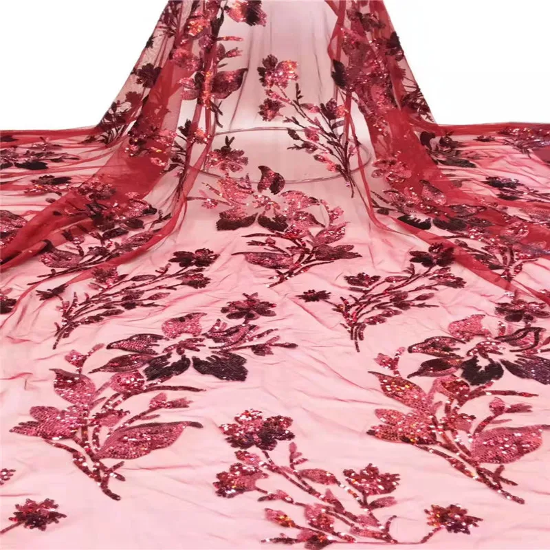 

NaXiu Latest African Tulle Lace Fabric 2019 High Quality French Mesh Lace Fabrics with Sequins Embroidery Lace for Party Dress