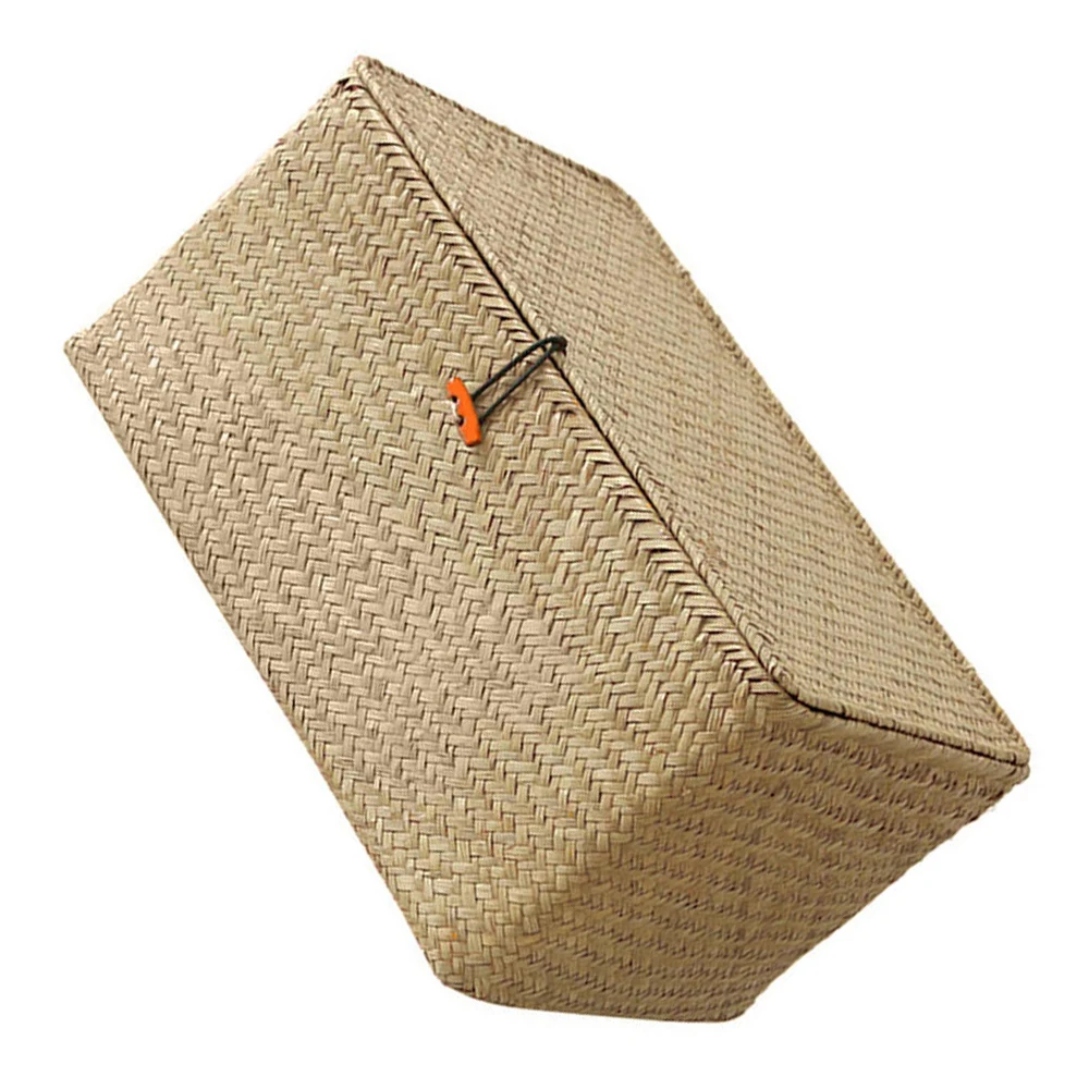 WovenL корзина для хранения с крышкой ротанговая коробка мелочей плетеная