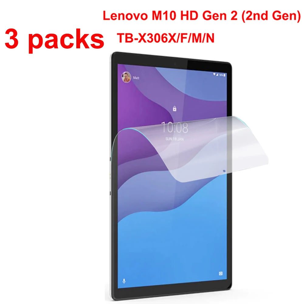 3 упаковки мягкая защитная пленка для экрана Lenovo Tab M10 HD Gen 2 (2 го поколения) TB X306F X306X