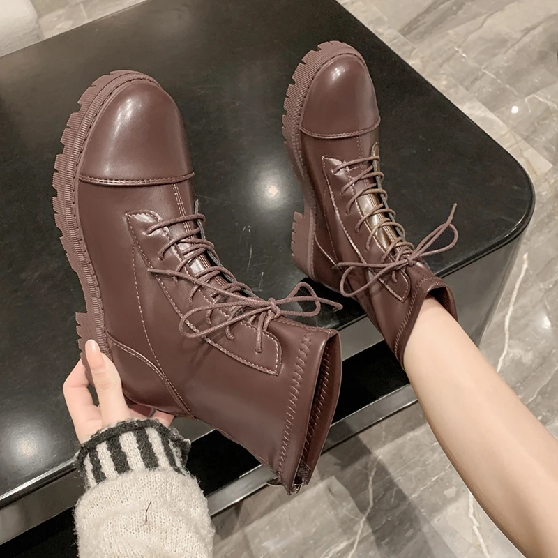 

Women's Martin Boots Solid Color Lace-up Thick-soled Non-slip Women's Boots Comfortable and Lightweight Waterproof Snow Boots