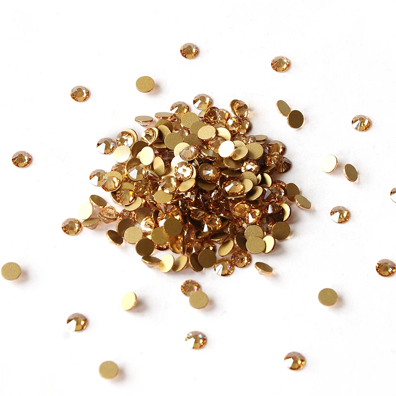 Стразы для украшения ногтей с плоской задней поверхностью золотыми тенями |