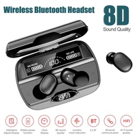8d bluetooth 5 1 wireless earphones in ear touch control auto pairing earbud wclock display noise reduction effect hifi headset