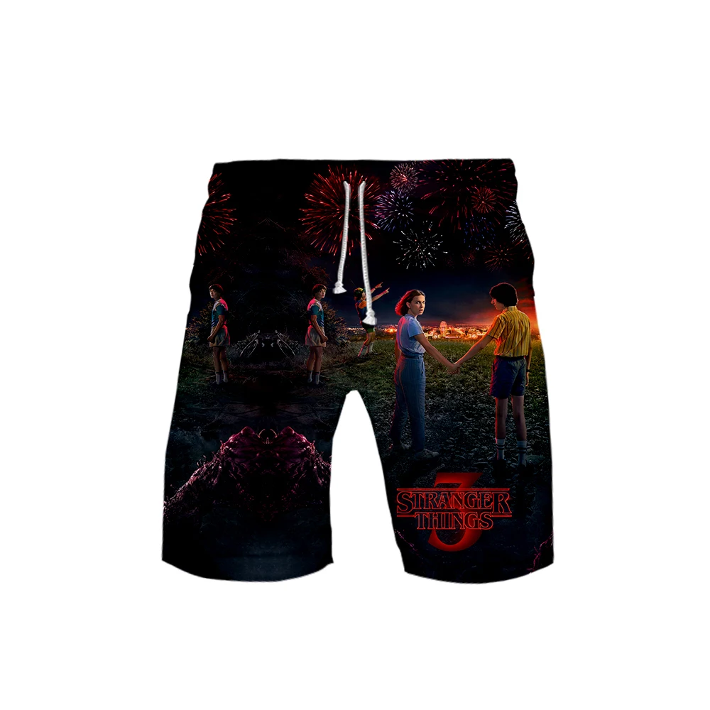 

Hot Stranger Things thriller Men's 3D Hip Hop Shorts Trunks Summer Quick Dry Beach Shorts Men Hip Hop Short Pants Beach Wear