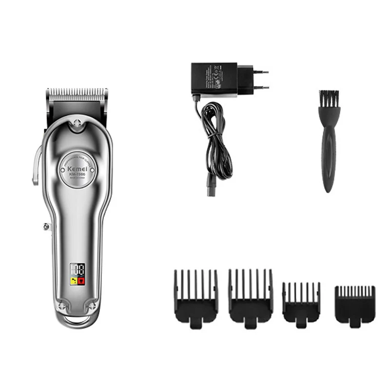 Kemei Professional Hair Clipper Barber Cutters Electric Cordless Hair Trimmer Gold All Metal Hair Cutting Machines KM-1986 images - 6
