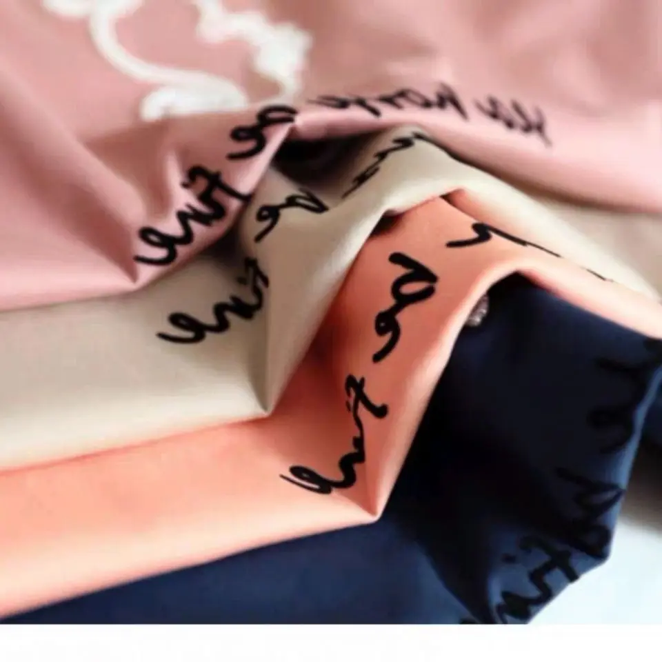 

Spring and Summer New Pink Slim Short Sleeve Cotton Loose T-shirt