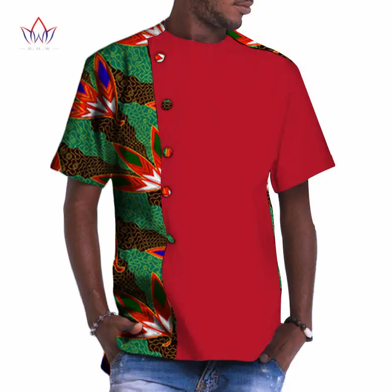 

Dashiki, Мужская футболка, Bazin Riche, африканская Мужская одежда, 100% хлопок, принт, пэчворк, на пуговицах, топы, футболки, африканская одежда, WYN535