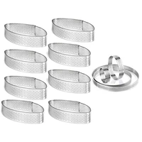 8 pack stainless steel tart ringcake mould baking toolsboat 4x round perforated tart ring stainless steel