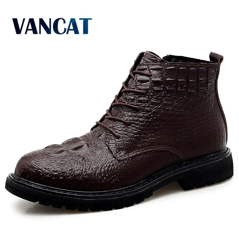 Мужские ботинки на меху коричневые ботильоны из натуральной кожи теплые