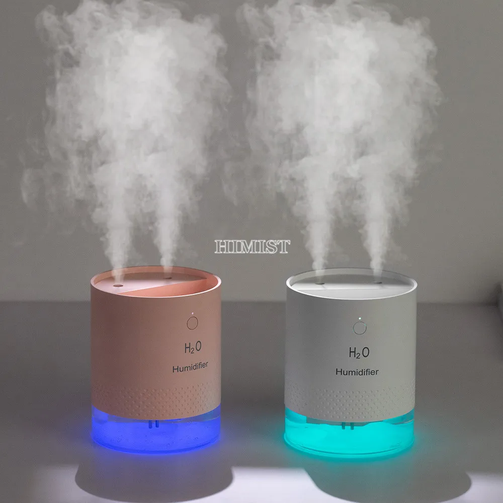 

650ml Double Nozzle Air Humidifier 2000mAh Rechargeable Battery Wireless Ultrasonic Aroma Water Diffuser USB Mist Maker Fogger