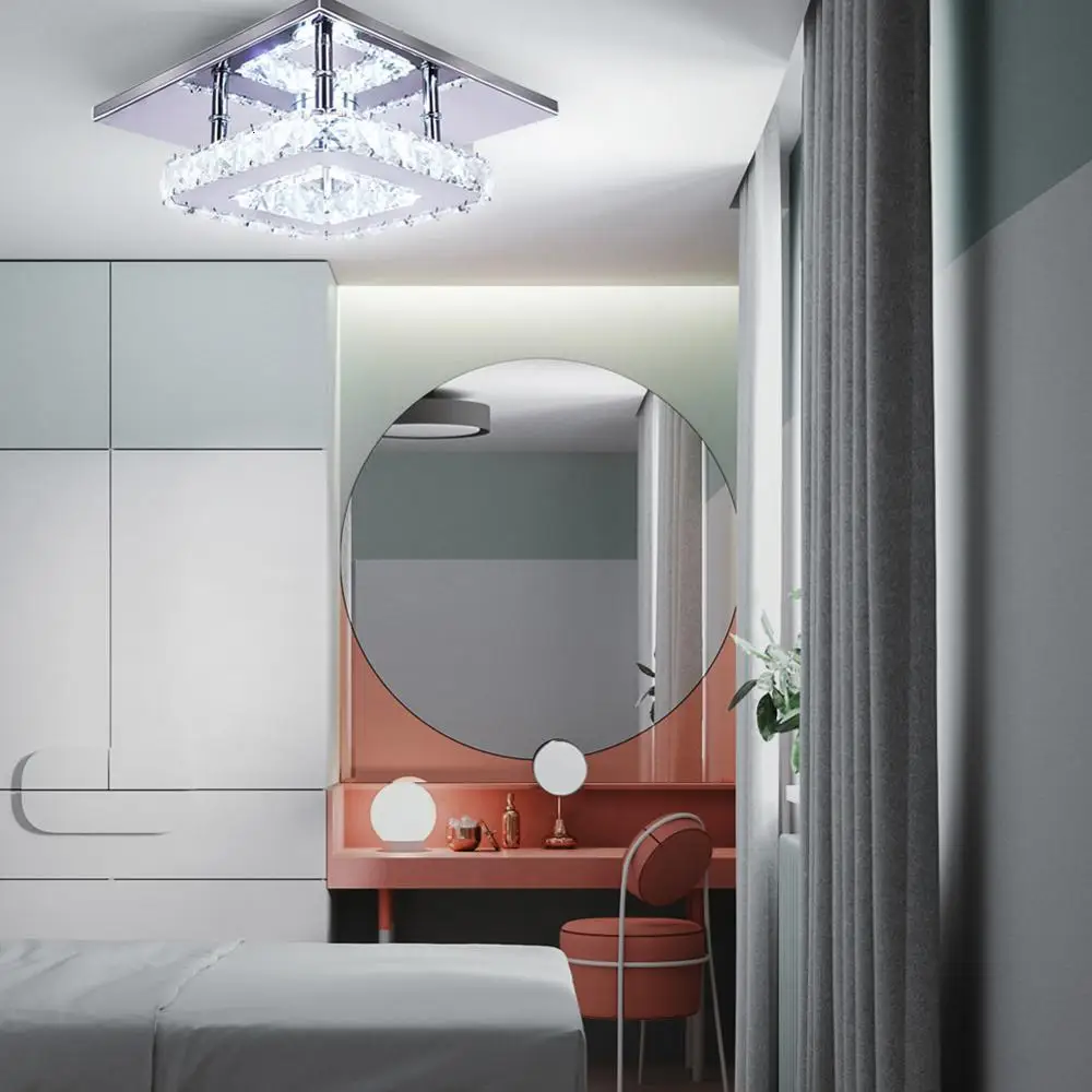 Современный светодиодный светильник потолочный хромированный Кристалл