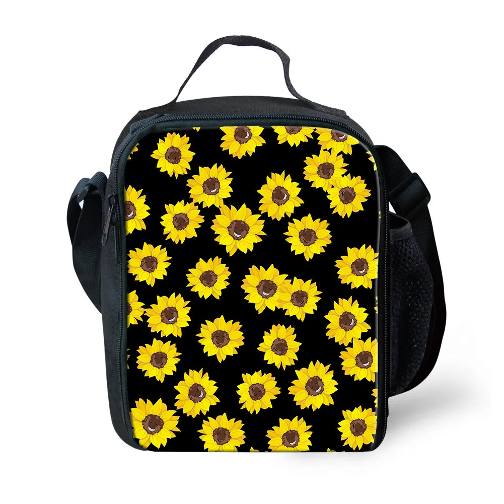 

Новое поступление, Портативная сумка для ланча HYCOOL для женщин, Ланч-бокс с принтом подсолнуха и цветов на заказ, детские сумки для еды, сумка ...