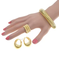 pierced earrings fashion dubai gold plated bracelets rings women jewelry sets gifts holiday wear accessories free shipping