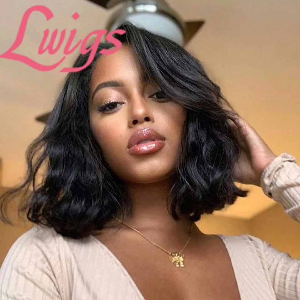 Дешевые бразильские Волнистые Короткие волосы парик из человеческих волос