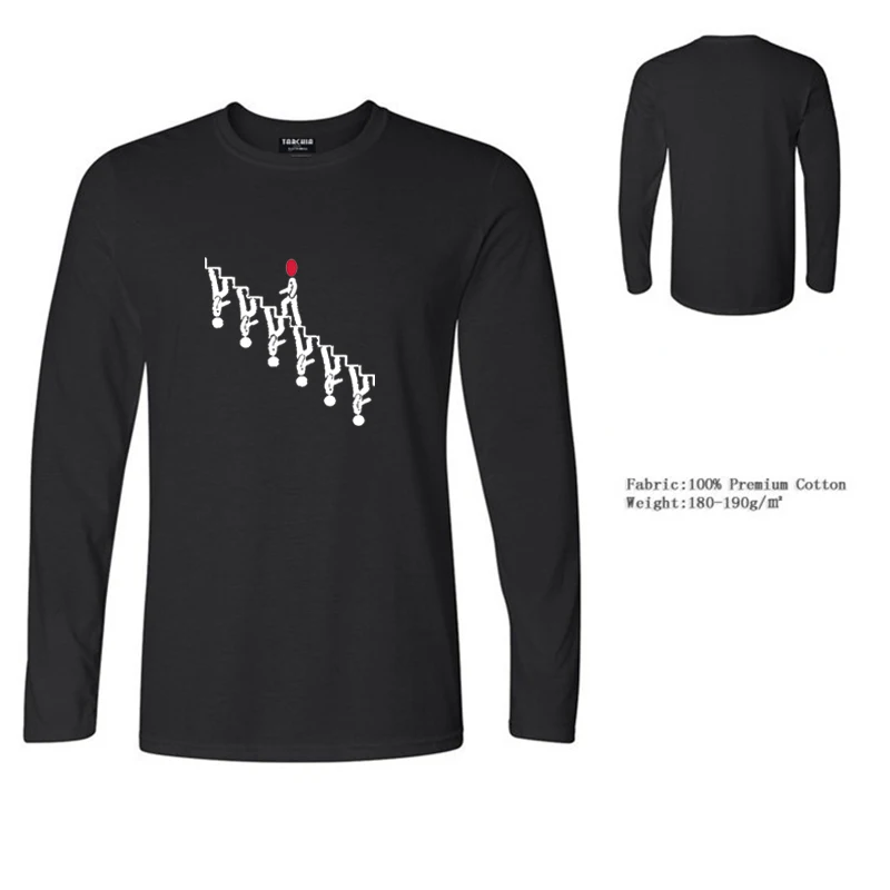 

TARCHIA Tees Long Sleeve Mens T-Shirts Brand Clothing Casual Cotton Tops T Shirt Gesture Printed Simple Style Hip Hop