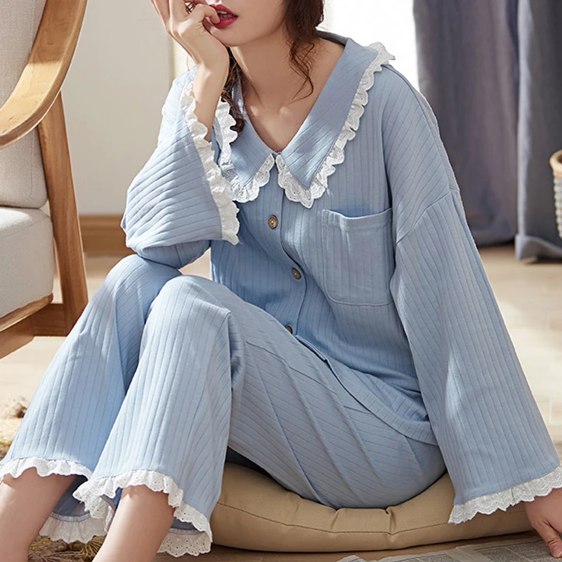 Женские пижамы из хлопка милые для женщин комплект двух предметов сексуальная