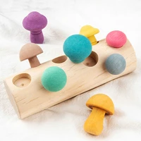 pretend play picking inserting mushroom game montessori children educational wooden interconnecting blocks toddler activity toys