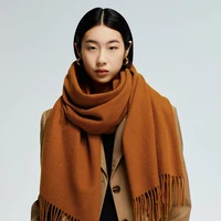 17 colors new women winter solid color warm tassel scarf large soft cashmere shawls wraps female pashmina stole foulard bandana
