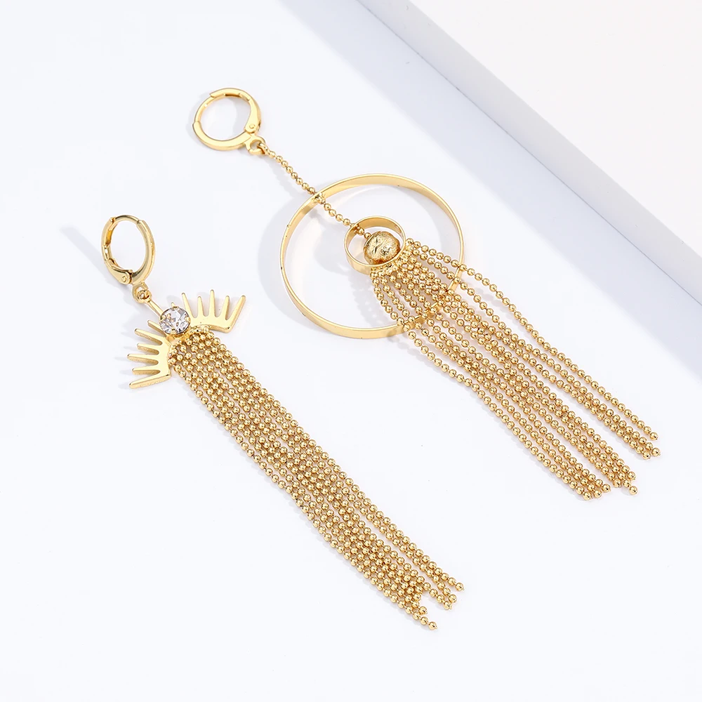 

Bohemia Tassel Drop Earrings for Women New Fashion Korean Hoop Earrings Trendy Gold Long Tassel Dangle Earring Copper