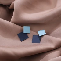 2020 simple style blue color double square drop earrings for women fashion geometric hanging earring female jewelry brincos