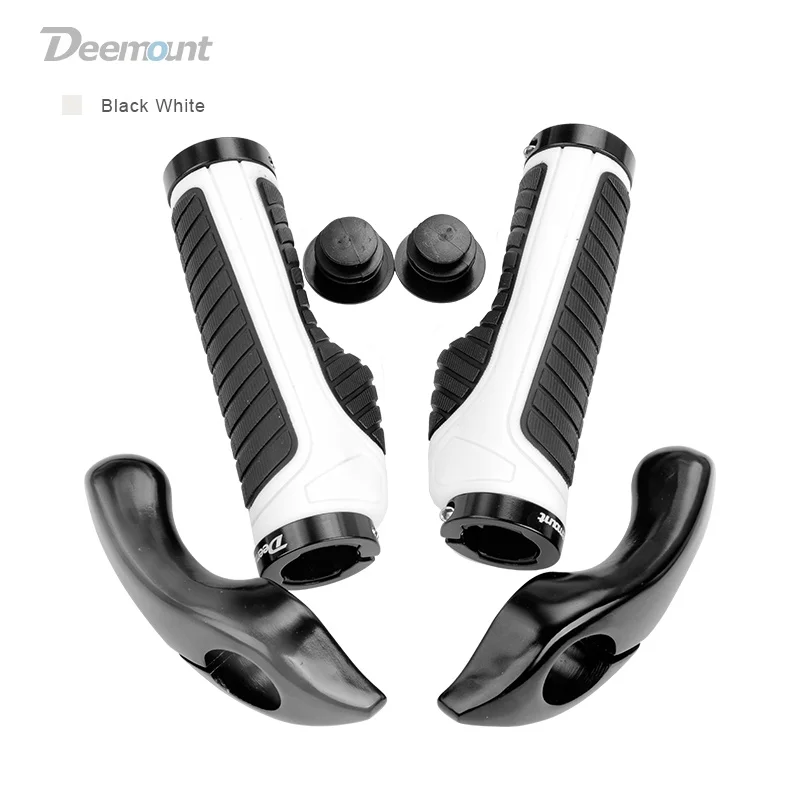Black White N Grip Deemount велосипедные ручки с 2 концами, фиксированные кольца, не скользящие амортизационные резиновые ручки для руля, Двойной Цветной корпус - Цвет: Black White N Grip