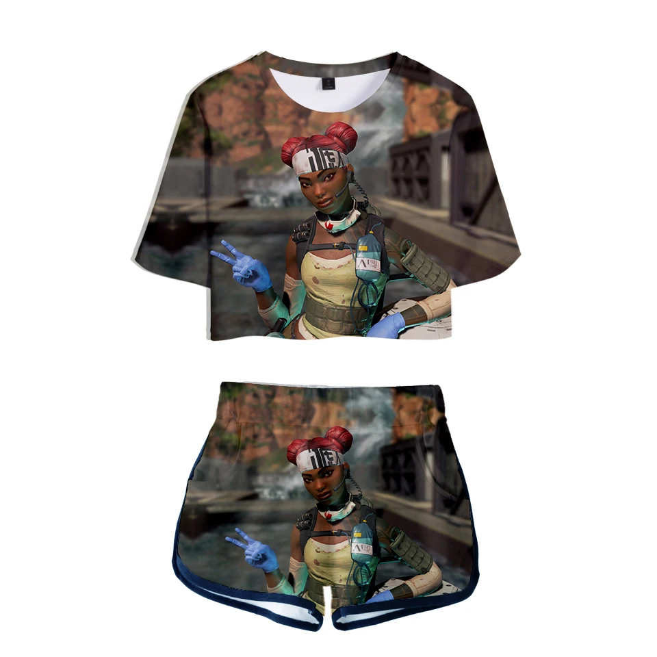 Комплект из двух предметов для девочек Game Apex Legends Летние удобные короткие топы и