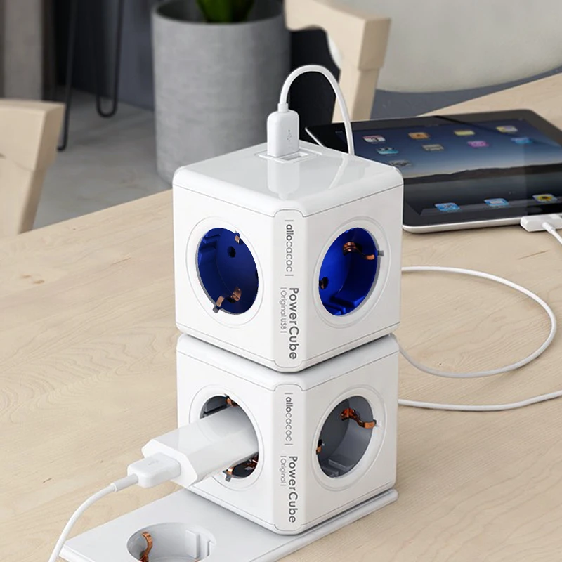 Умная розетка европейского стандарта, электрическая розетка, умная розетка, 2 USB, 4 розетки, удлинитель для путешествий, адаптер с USB для зарядки дома и офиса, 3680 Вт