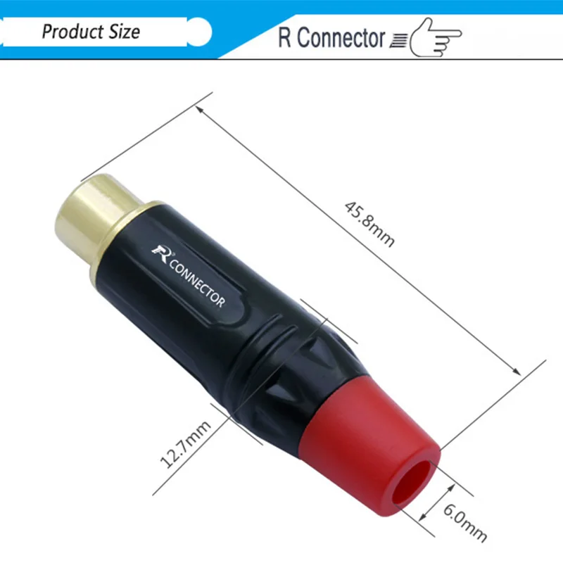

100pcs/lot RCA Female Connector RCA Female Jack Socket Audio Cable Adapter Gold Plated Wire Connector 5Pairs Red+Black