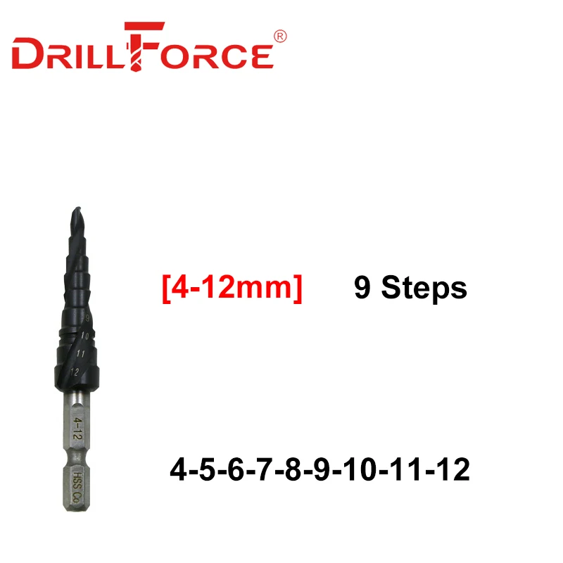 Кобальтовое ступенчатое сверло Drillforce M35 4-12/4-20/4-22/5-21/5-27 мм | Инструменты