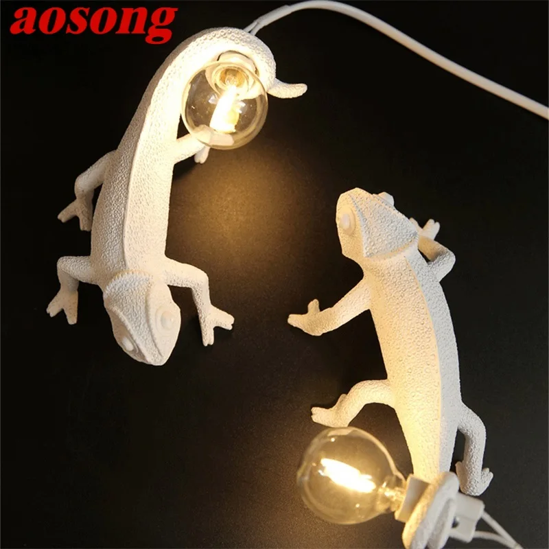 AOSONG Wall Sconces Lamps Contemporary Creative Cartoon Chameleon LED Light For Home Decoration