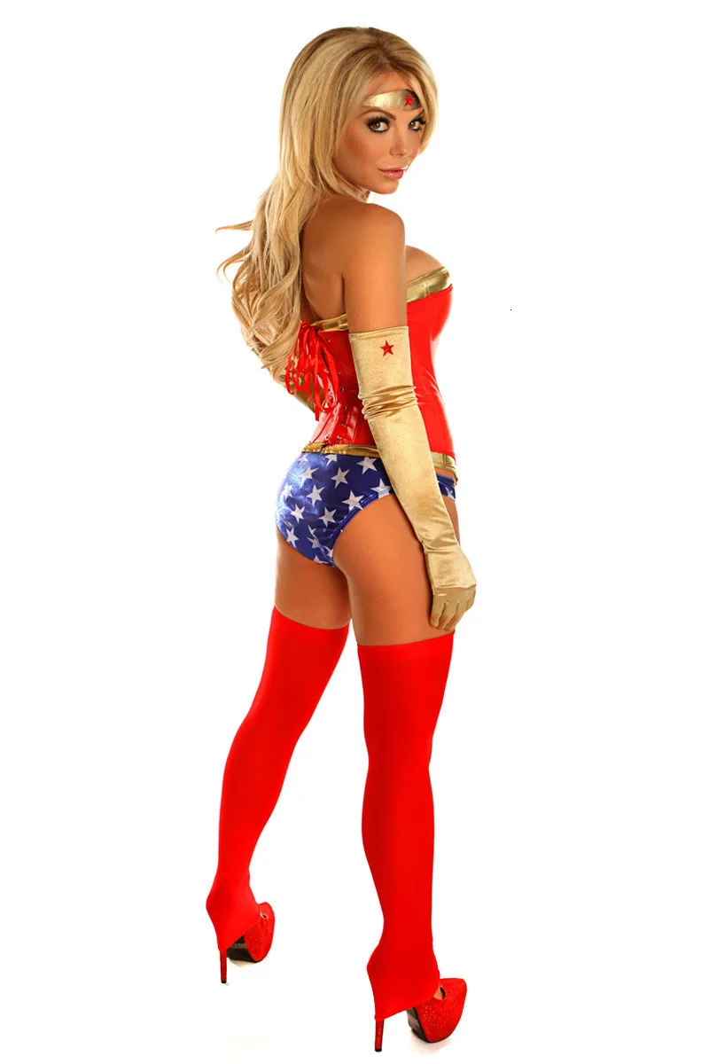 Пикантные Лига Справедливости DC чудо Для женщин корсет шорты костюм супергероя