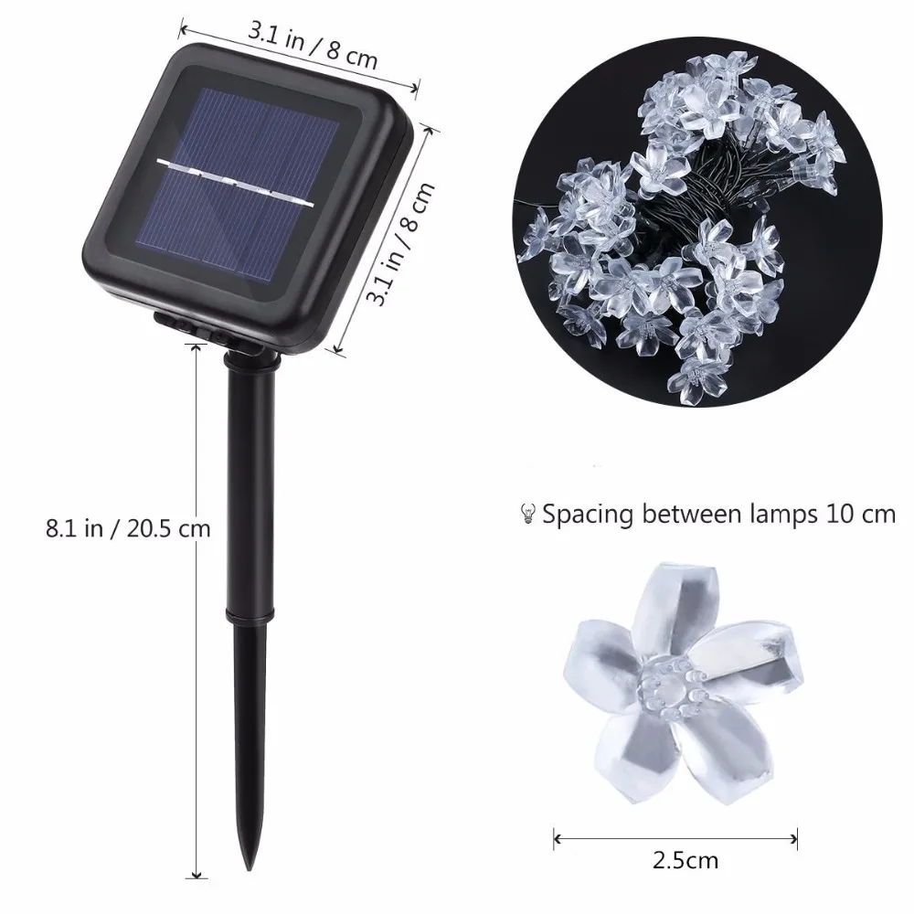 

Solar Garlands light 5m 7m 12m Peach Flower Solar Lamp Power LED String Fairy Lights 6V Garden Christmas Decor For Outdoor