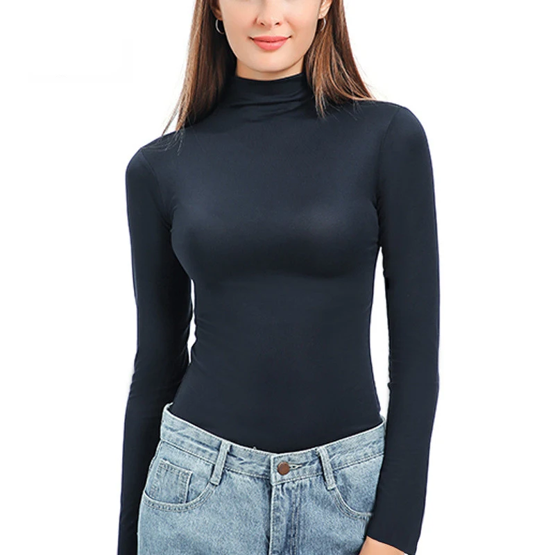 

Autumn and Winter Turtleneck Bottoming Shirt Women Elasticity Warm Knit Pullovers Long Sleeve Solid Slim Jumper Tops
