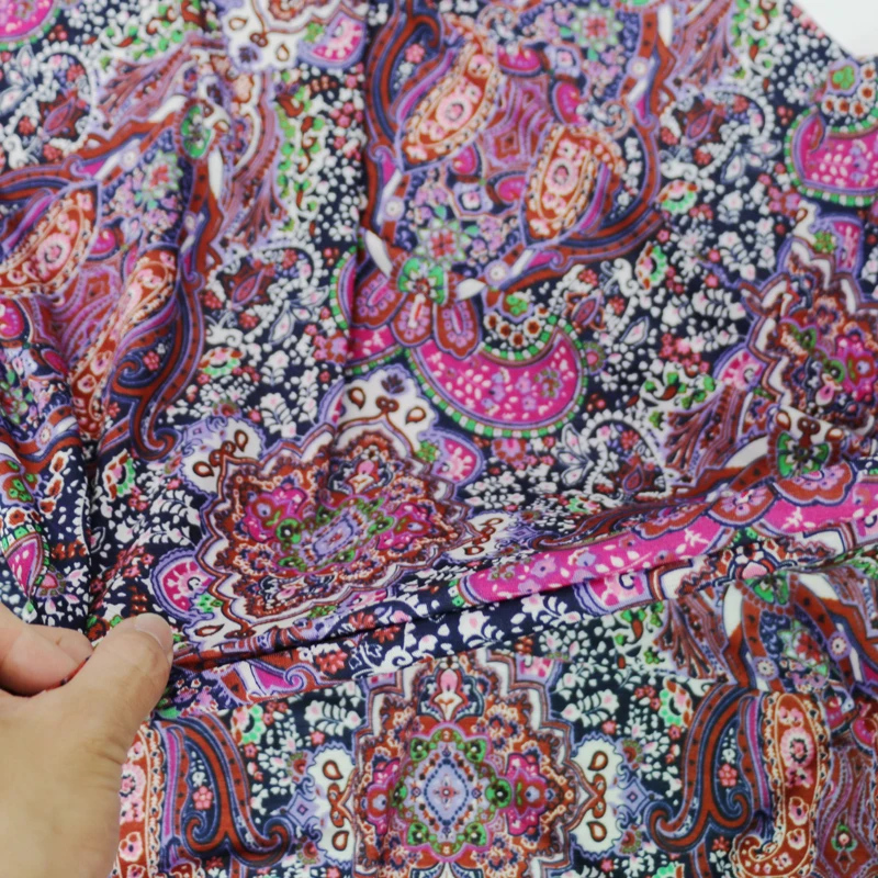 1y * 150 см Корея Спандекс Трикотажная Ткань Платье Брюки винтажная Пейсли