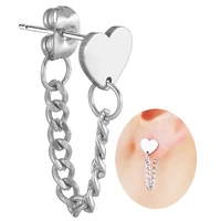 1 piece stainless steel love heart ear clip piercing earrings for men women punk silver color earring jewelry gifts wholesale