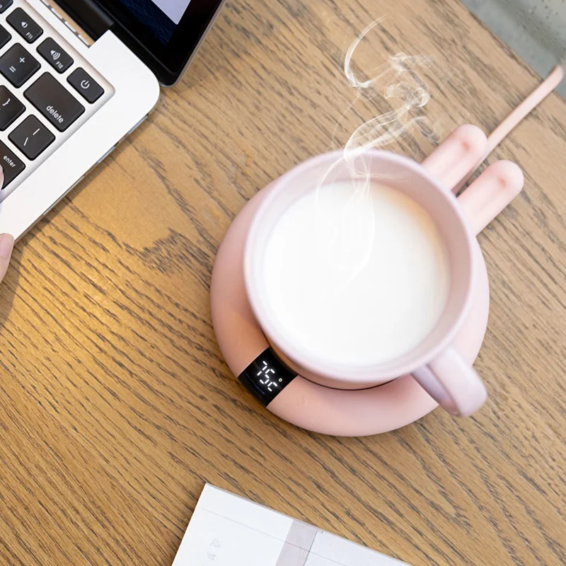

Heating Coasters Coffee Mug Cup Warmer for Home Office Desk Use Electric Beverage Cup 3 Level Adjustable LED Display Cup Pad