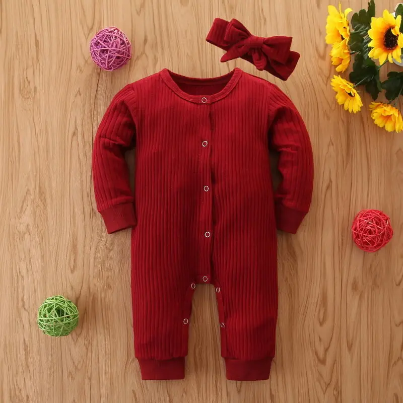 2PCS Newborn Kid Baby Girl Boy Clothes Knitted Romper Jumpsuit Solid Outfits Set | Детская одежда и обувь