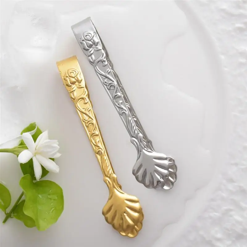 

2pcs Stainless Steel Ice Cube Clips Sugar Tongs Foods BBQ Clips Ice Clamp Tool Bar Kitchen Serving Tong