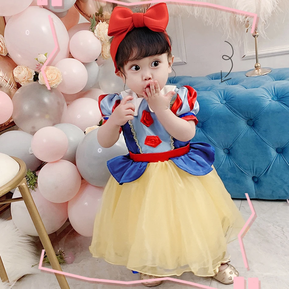 Toddler Snow White Arier Elza Princess Dress Girls Costume Baby Birthday Party Gowns Cosplay Cartoon Frock Cute Vestido