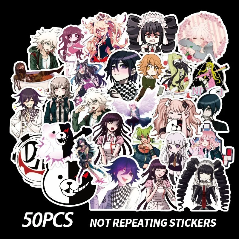 

50PCS Mixed Danganronpa Game Stickers DIY Snowboard Laptop Luggage Fridge Guitar Graffiti Waterproof Classic Kid Toy Stickers