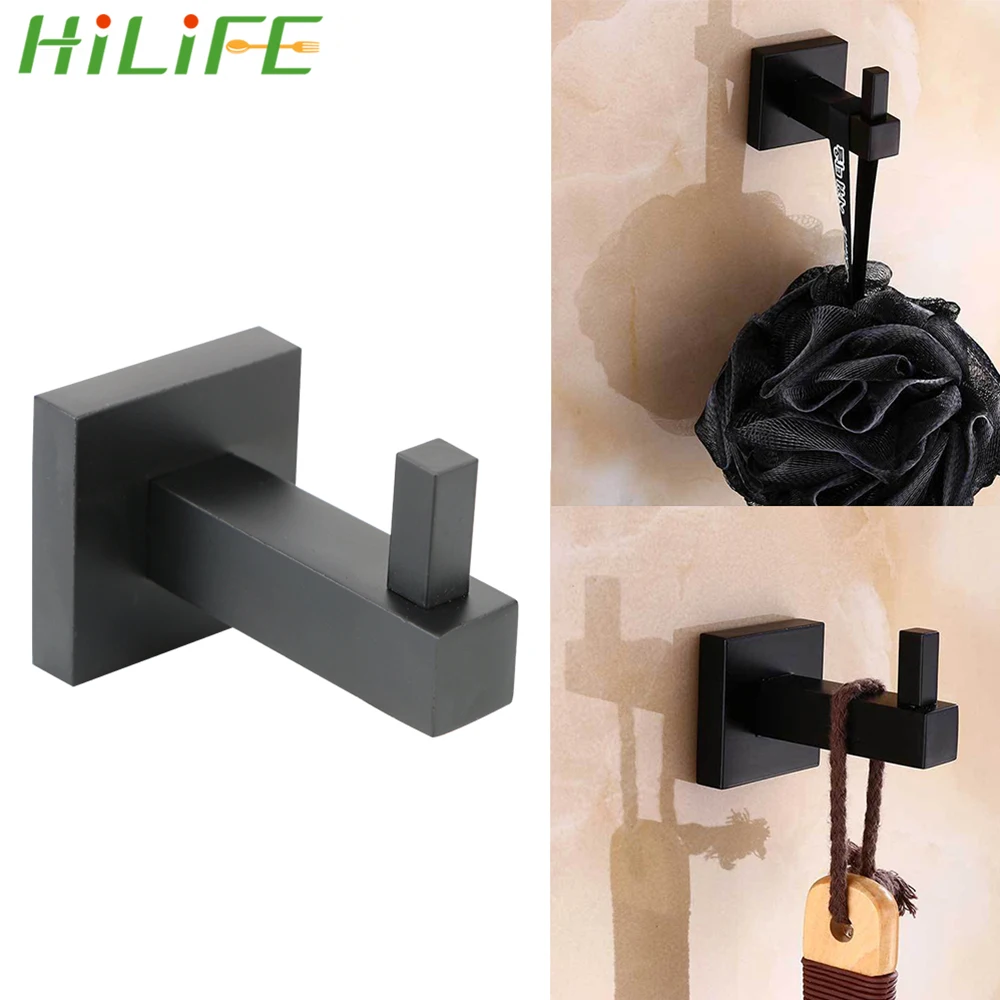 

HILIFE Single Robe Hook Black Painted Clothes Hat Towel Hanger Stainless Steel Wall Mounted Kitchen Hooks
