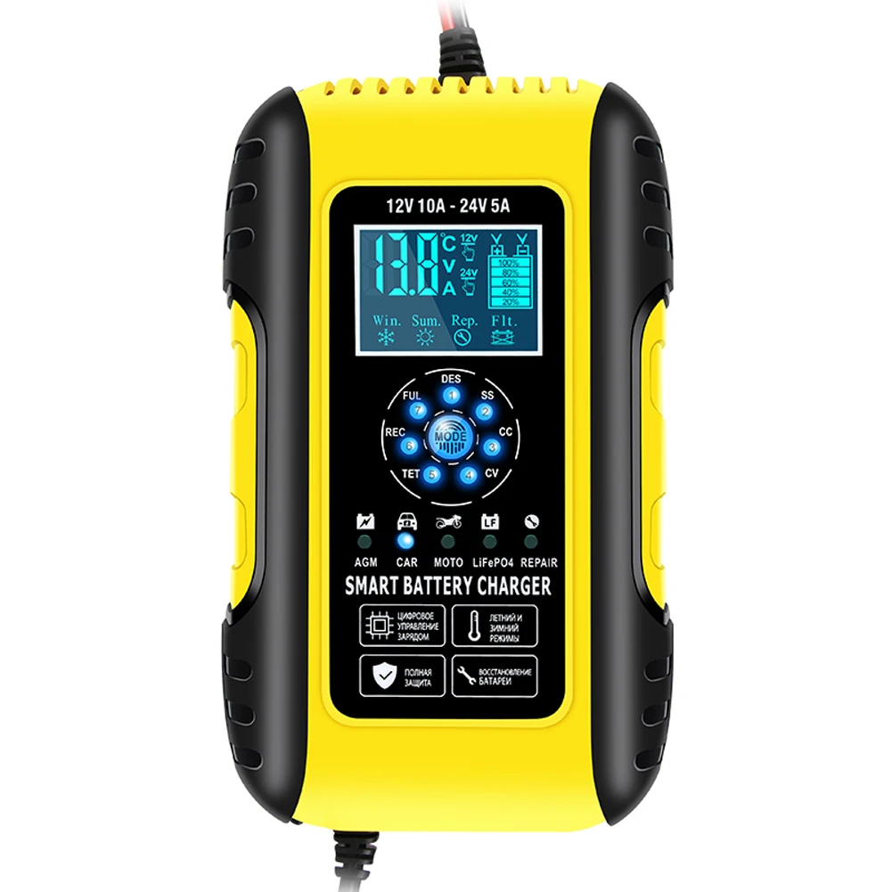 

12V/10A 24V/5A Full Automatic Battery Chargers Maintainer Portable Trickle Chargers Battery Desulfator for Car Motorcycle Boats
