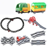 electric locomotive train toys large particles building blocks compartment accessories compatible children birthday gift