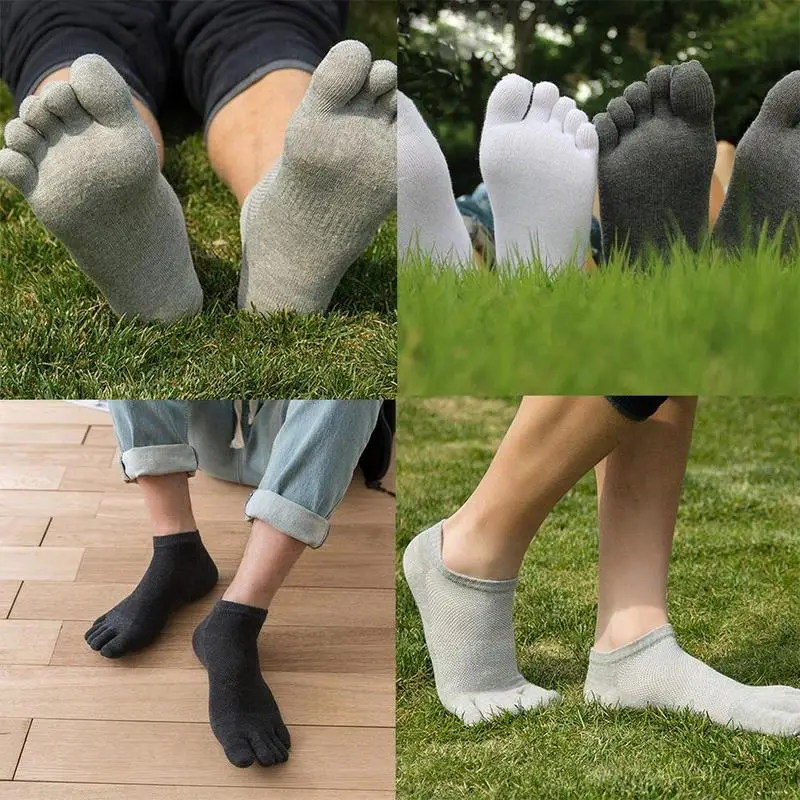 

Mens Cotton Toe Five Finger Socks Ankle Sports Breathable Socks Cut Low A7V2